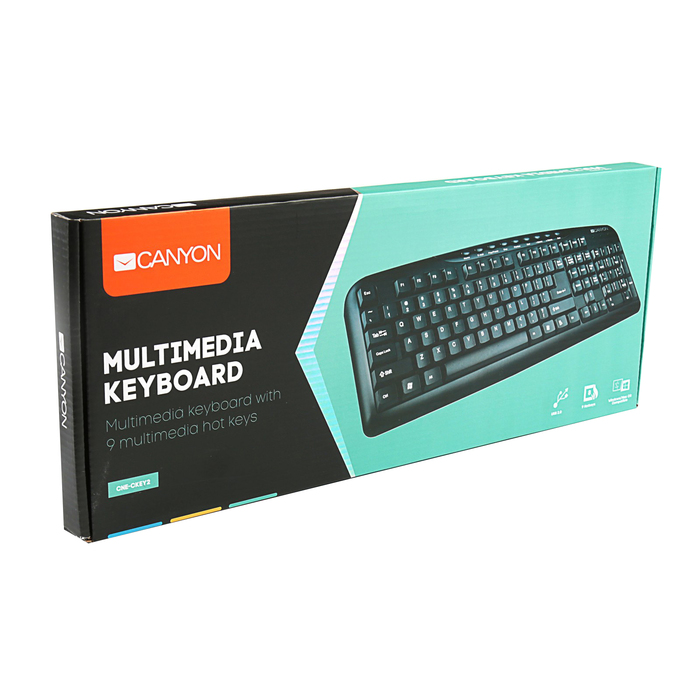 Клавиатура проводная Canyon CNE-CKEY2-RU, 107 клавиш, черная