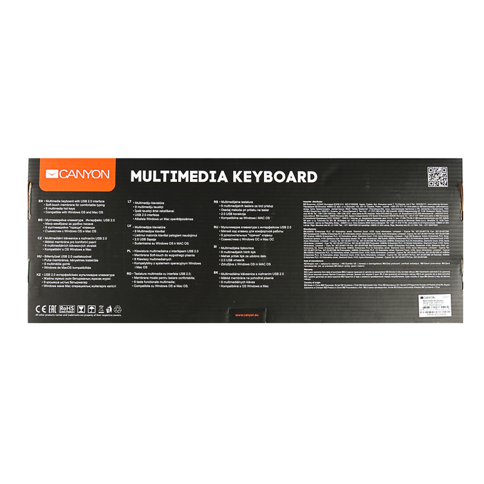Клавиатура проводная Canyon CNE-CKEY2-RU, 107 клавиш, черная