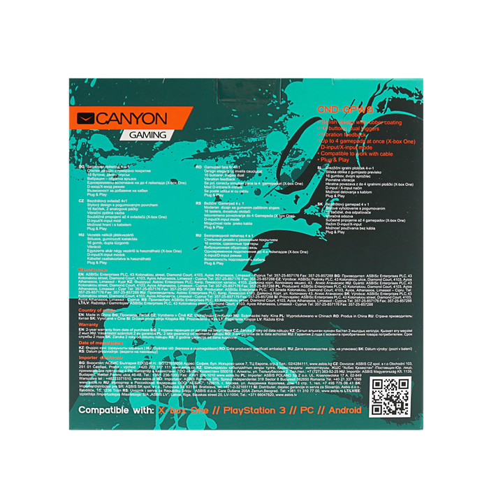 Геймпад беспроводной Canyon CND-GPW8, для Xbox One, PS3, PC, Android, черный