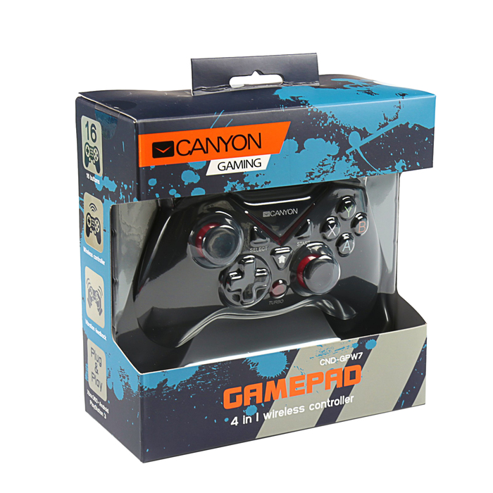 Геймпад беспроводной Canyon CND-GPW7, для Xbox 360, PS3, PC, Android, черный