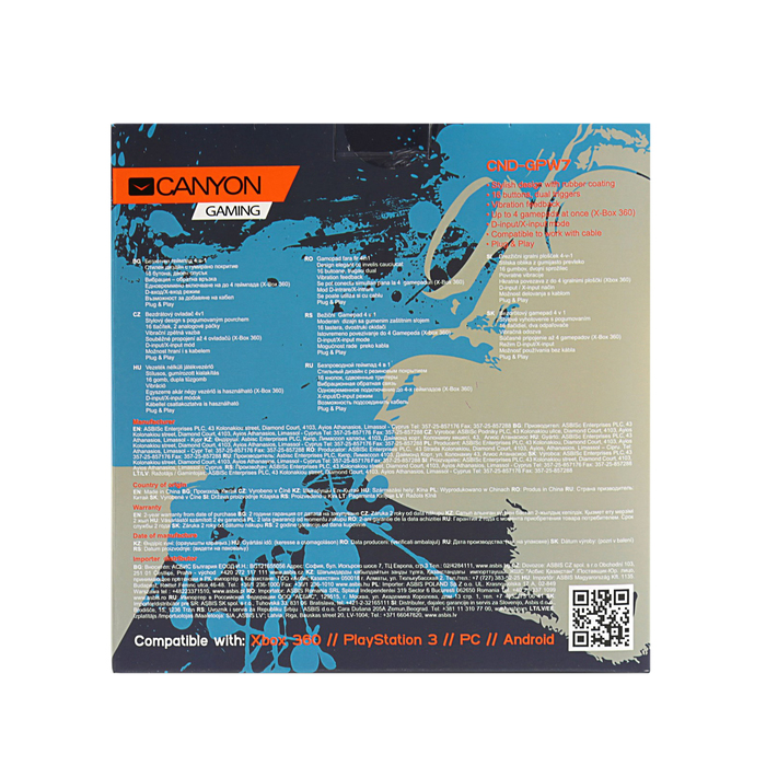 Геймпад беспроводной Canyon CND-GPW7, для Xbox 360, PS3, PC, Android, черный