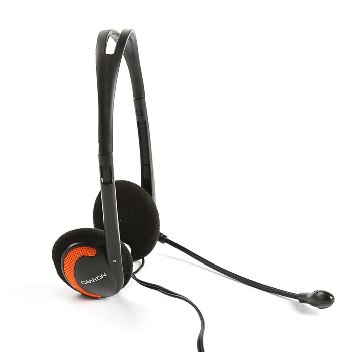 Гарнитура Canyon CNS-CHS01BO, регулятор громкости, провод 1.8 м, черно-оранжевая