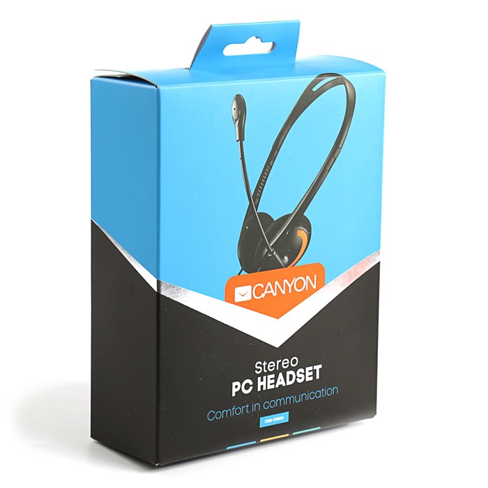 Гарнитура Canyon CNS-CHS01BO, регулятор громкости, провод 1.8 м, черно-оранжевая