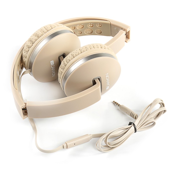 Гарнитура Canyon CNS-CHP4BE, складной корпус, провод 1.2 м, бежевая