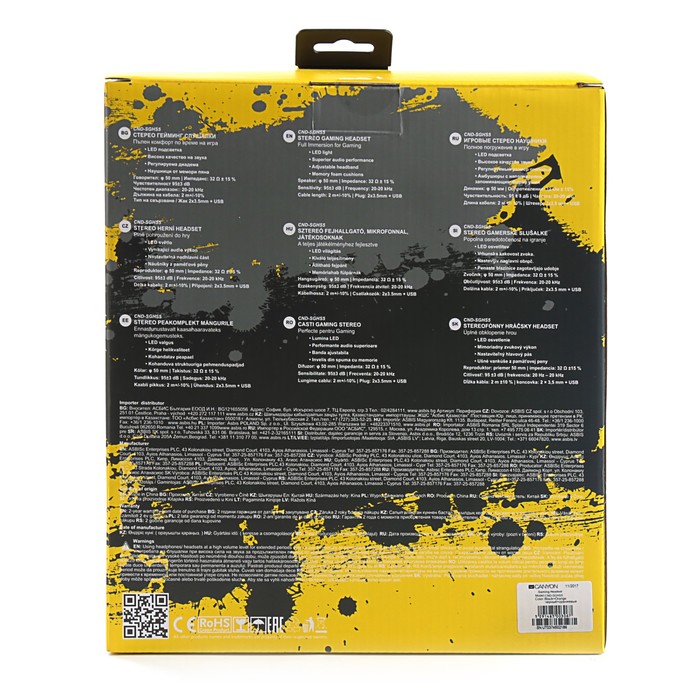 Гарнитура Canyon CND-SGHS5, LED-подсветка, регулируемая дужка, провод 2 м