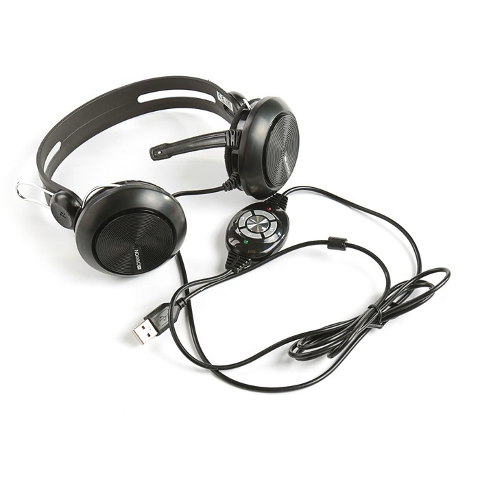 Гарнитура Canyon CNE-CHSU1B, USB подключение, встроенный блок управления, провод 2 м, черная 35384