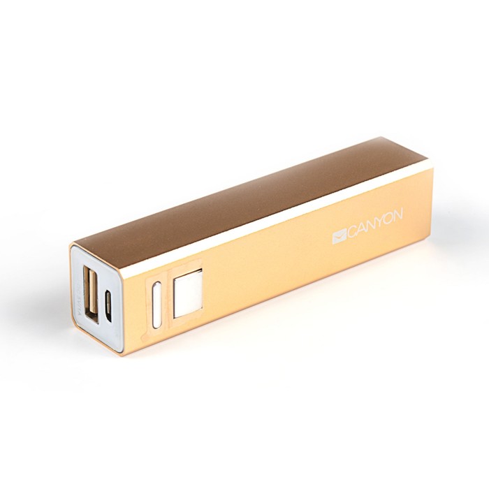 Аккумулятор внешний Canyon CNE-CSPB26GO, USB, 2600 мАч, индикатор батареи