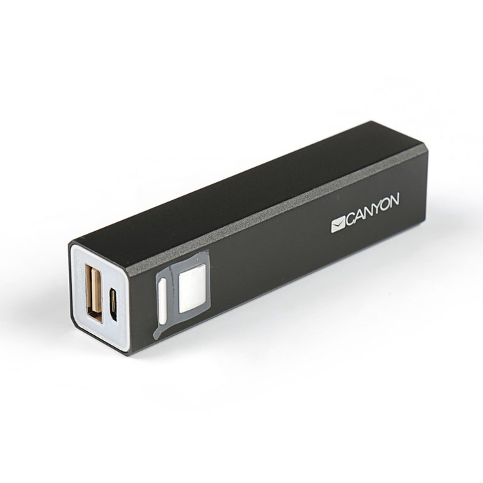 Аккумулятор внешний Canyon CNE-CSPB26B, USB, 2600 мАч, индикатор батареи