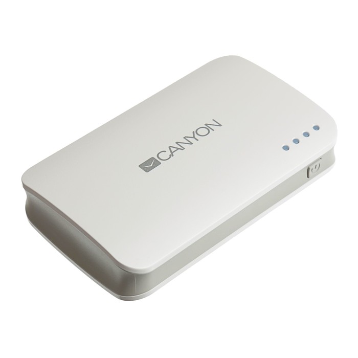 Аккумулятор внешний Canyon CNE-CPB78W, 2 USB, 7800 мАч, индикатор батареи, белый