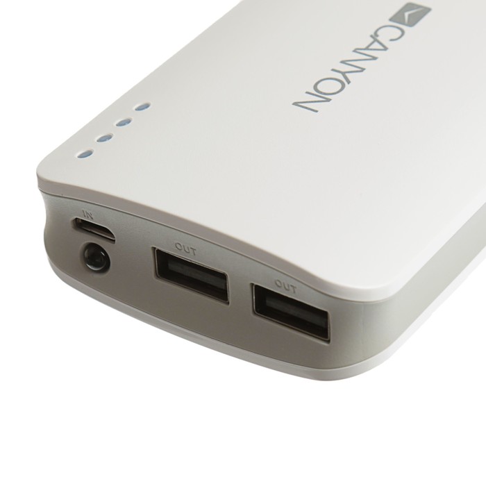 Аккумулятор внешний Canyon CNE-CPB78W, 2 USB, 7800 мАч, индикатор батареи, белый
