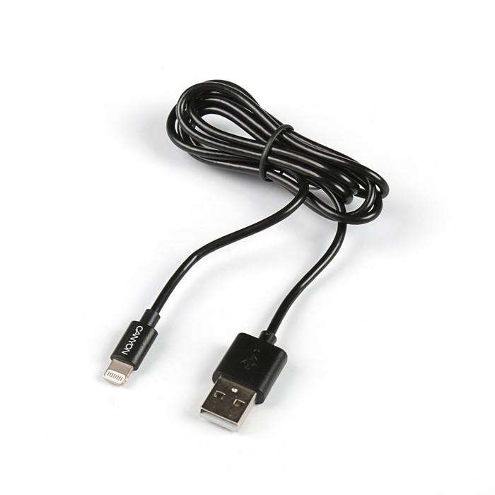 Провод для зарядки и передачи данных Canyon, CNS-MFICAB01B, USB-lightning, провод 1м, черный 35385
