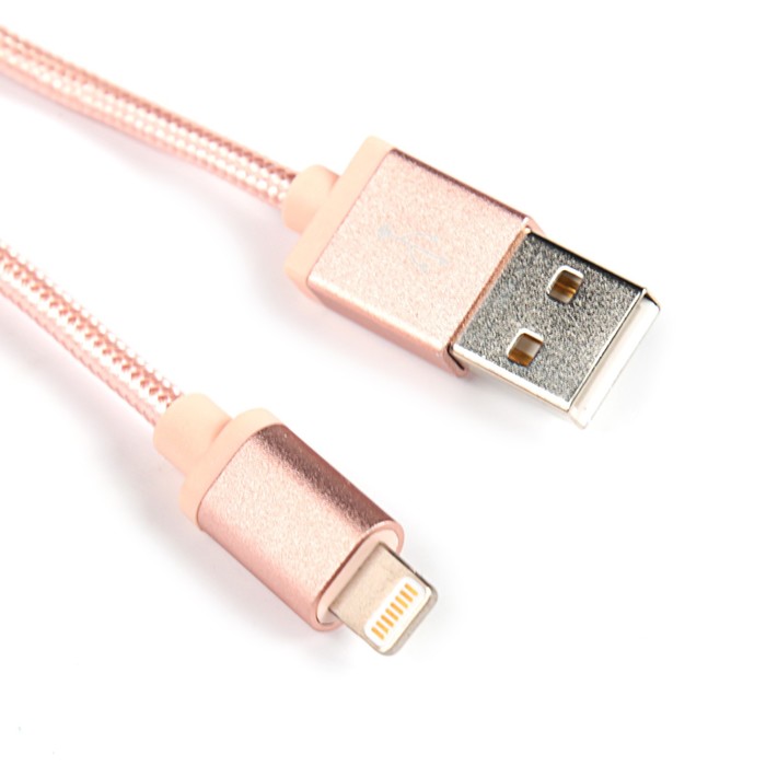 Провод для зарядки и передачи данных Canyon, CNS-MFIC3RG, USB-lightning, провод 1м, розовый   353850