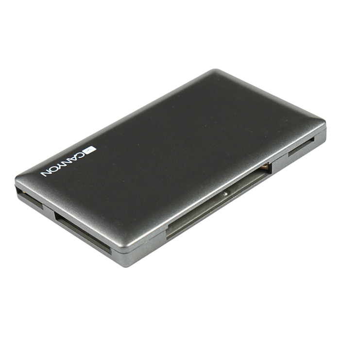 Картридер Canyon CNE-CARD2, USB 2.0, MS, SD, MMC, T-Flash, SDHC, Mini SD, RS-MMC, серый