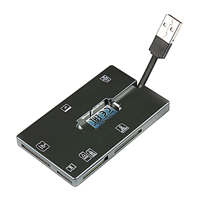 Картридер Canyon CNE-CARD2, USB 2.0, MS, SD, MMC, T-Flash, SDHC, Mini SD, RS-MMC, серый