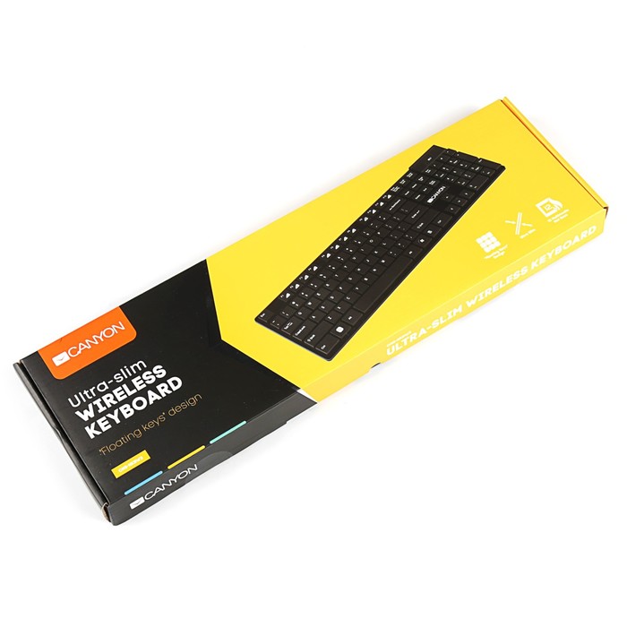 Клавиатура Canyon CNS-HKBW2-RU, беспроводная, для Windows, МАС OS, ультратонкая, черная