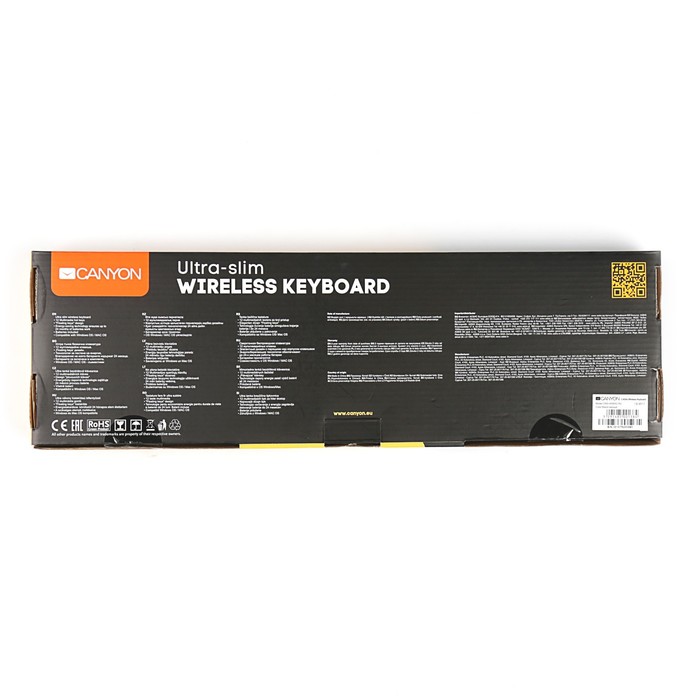 Клавиатура Canyon CNS-HKBW2-RU, беспроводная, для Windows, МАС OS, ультратонкая, черная
