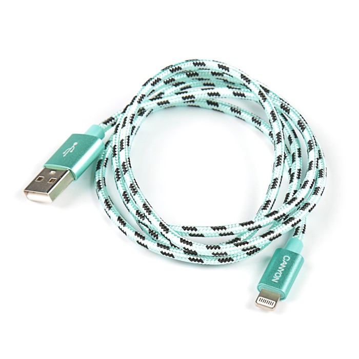 Провод для зарядки Canyon CNE-CFI3G, USB 2.0 - 8-pin Lightning, 1 метр, зеленый