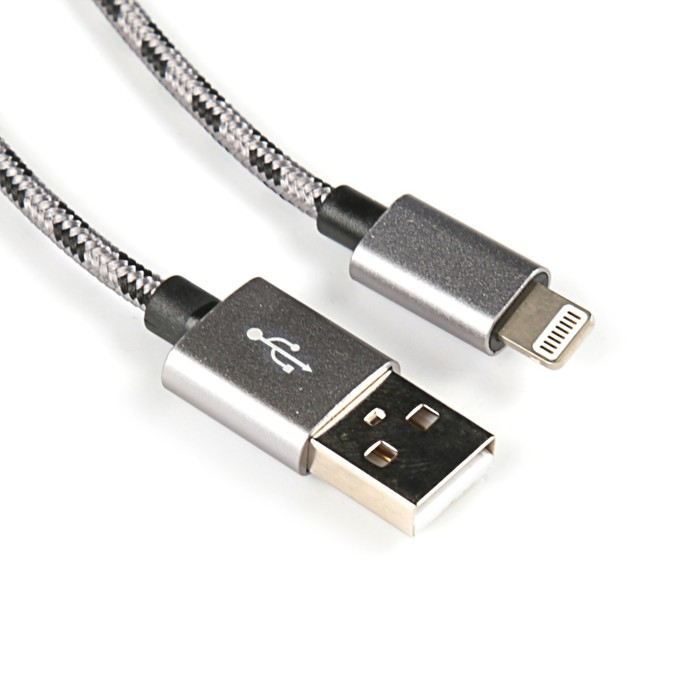 Провод для зарядки Canyon CNE-CFI3DG, USB 2.0 - 8-pin Lightning, 1 метр, т/ серый