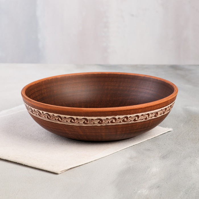 Миска для вареников, ангоб, декор, 0,9 л