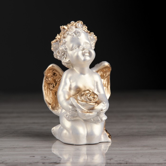 Статуэтка "Ангел с розой" перламутр с золотом