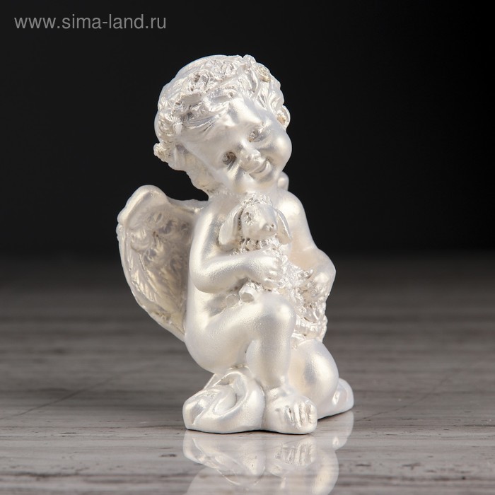 Ангелочки и эльфы  Сима-Ленд Статуэтка Ангел с барашкой, цвет перламутровый, 8 см