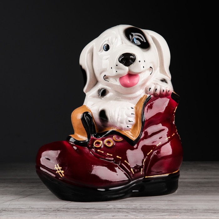 Копилка "Щенок в ботинке №1" глянец