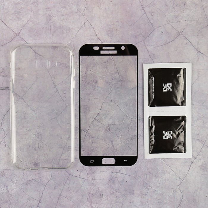 Комплект для смартфона Samsung Galaxy A7 (2017) DF sKit-10 (black), чехол + стекло