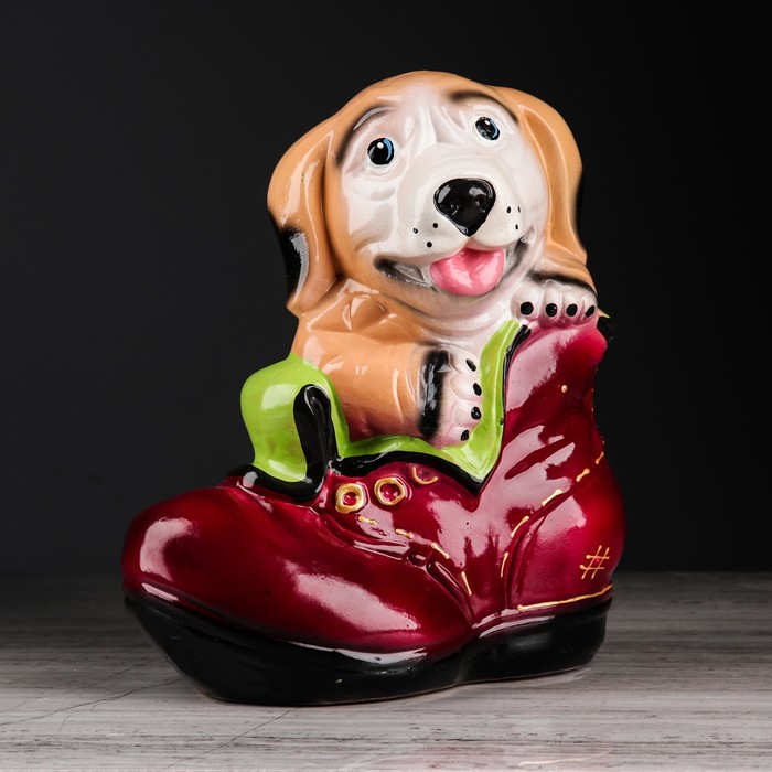 Копилка "Щенок в ботинке №2" глянец