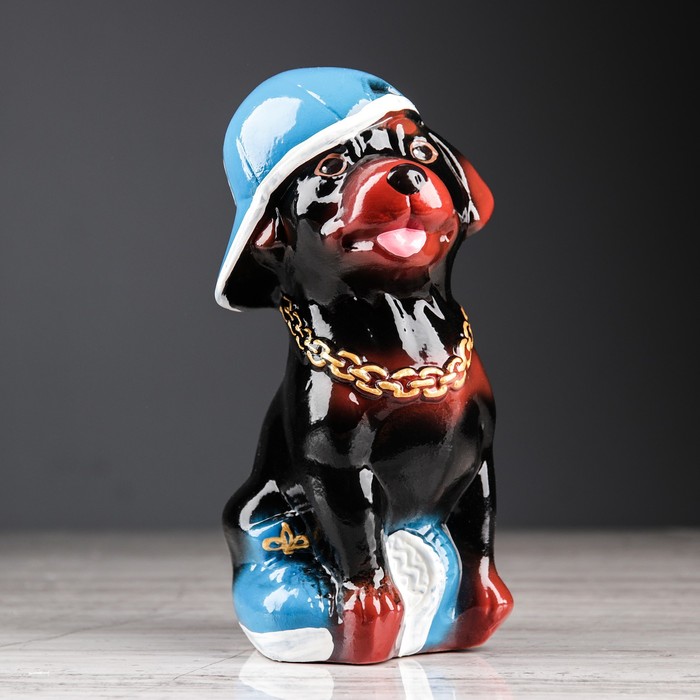 Копилка "Ротвейлер в кепке" малая, глянец