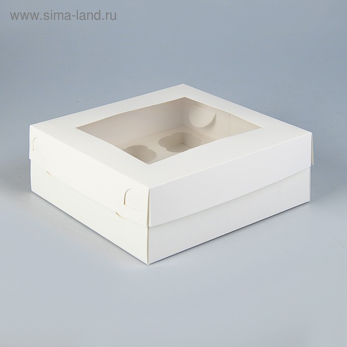 

Коробка на 9 капкейков с окном, белая, 25 х 25 х 10 см