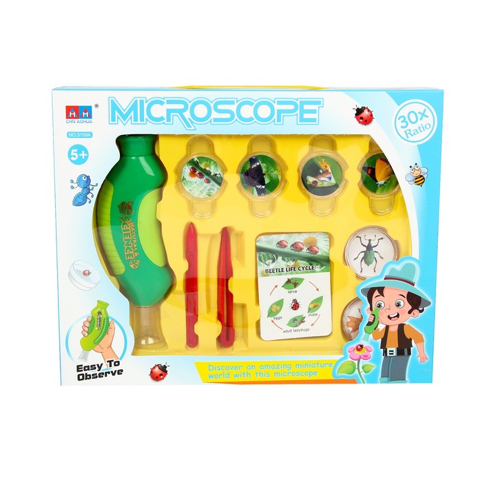 Микроскоп "Юный биолог-2" с аксессуарами, мощность 30х