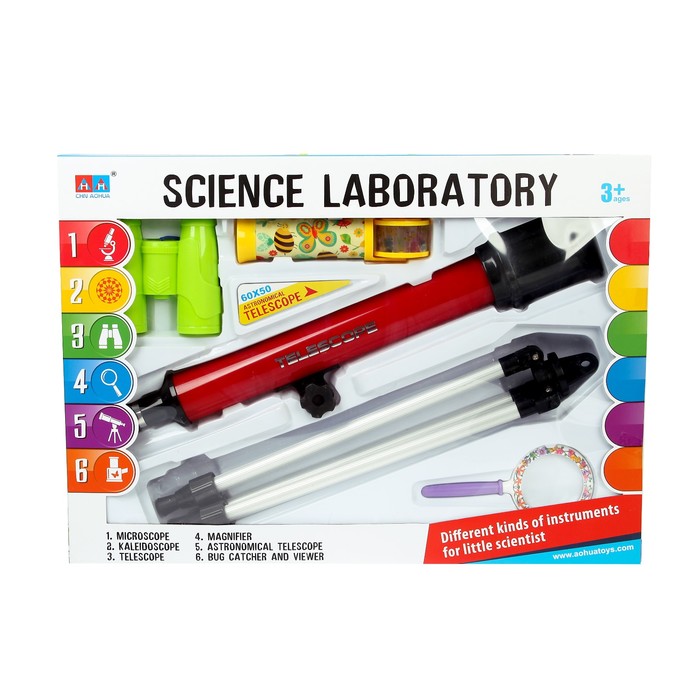 Набор игровой "Моя лаборатория": телескоп, калейдоскоп, бинокль, лупа
