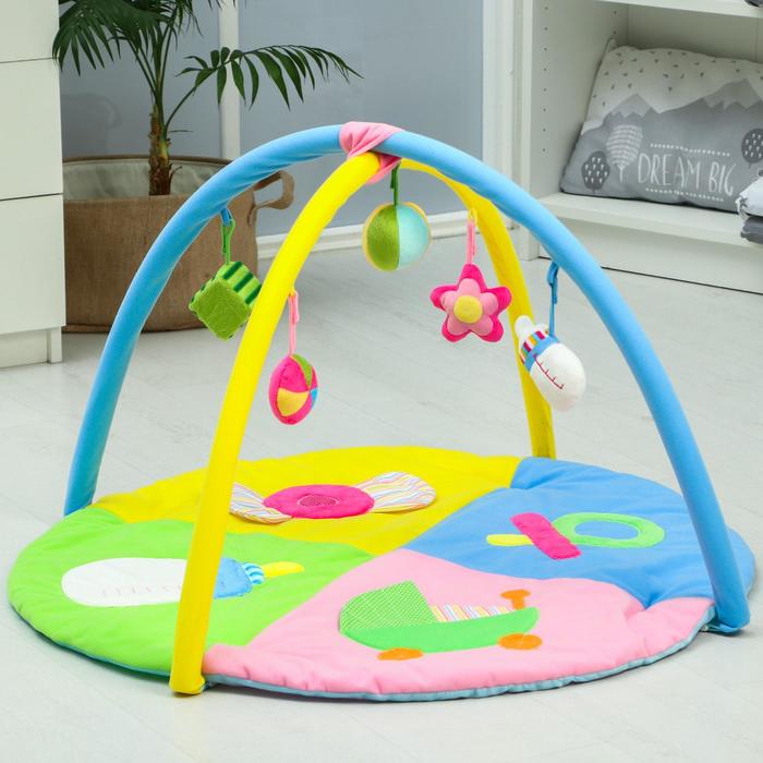 Коврик развивающий с дугами «Малышкины радости», 5 игрушек
