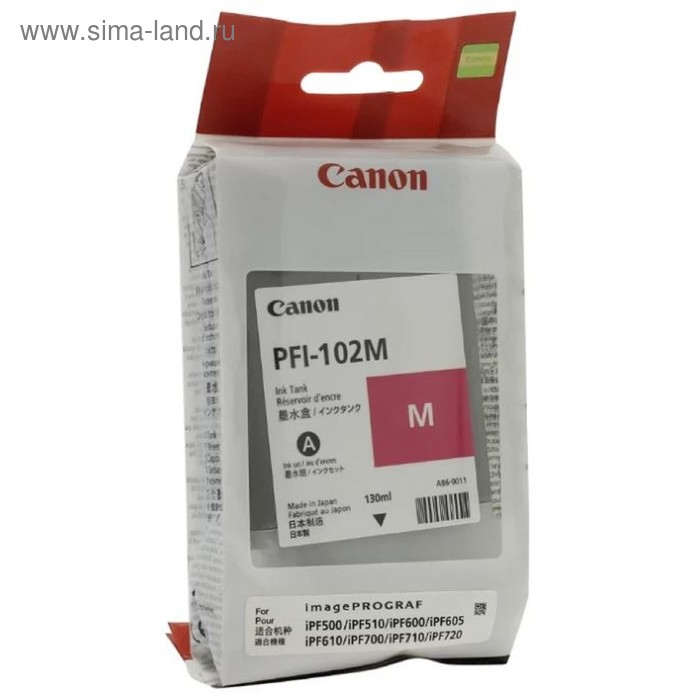 Картридж струйный Canon PFI-102M 0897B001 пурпурный для Canon iP F510/605/610 картридж струйный canon pfi 102 bk 0895b001 черный для canon ip ipf500 600 700 710