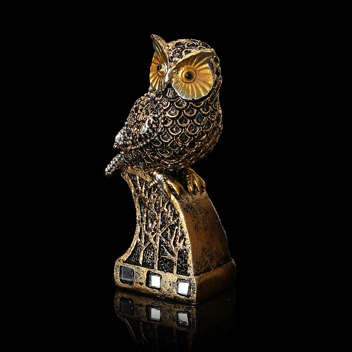 Сувенир полистоун "Филин с золотистыми перьями на коряге" МИКС 9х5х2, см