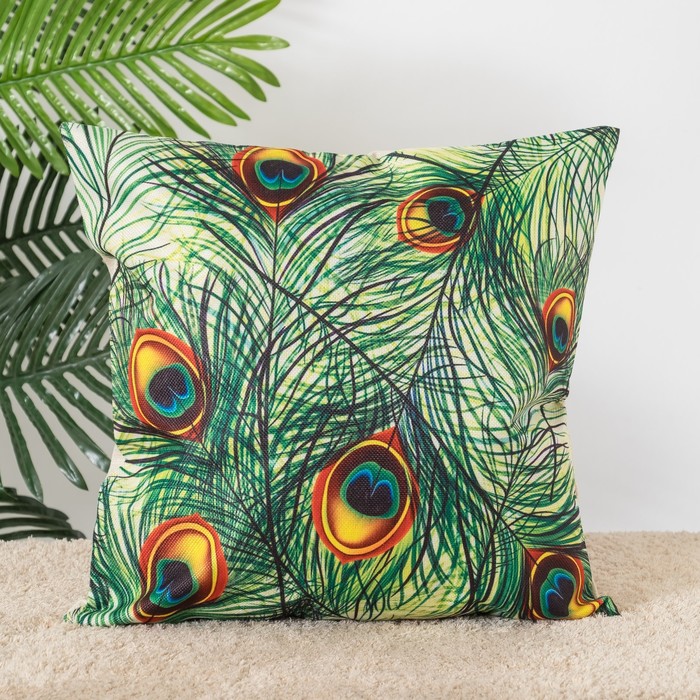 Наволочка декоративная Этель "Павлин", 44 х 44 см, 100% п/э