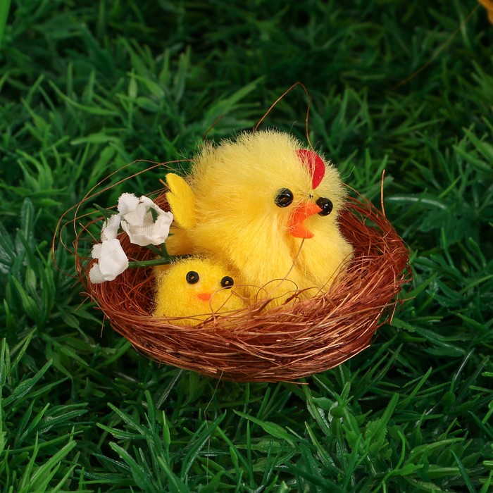 Сувенир пасхальный "Курочка с цыплёнком в корзине" (набор 12 шт) 5,5х25,5х17 см