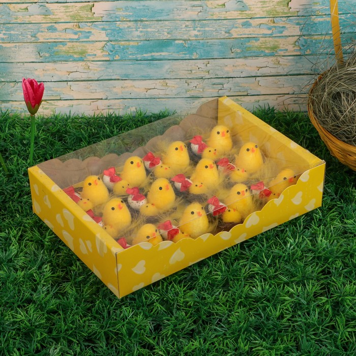 Сувенир пасхальный "Курочка с цыплёнком и яичком в корзине" (набор 12 шт) 5,5х25,5х17 см