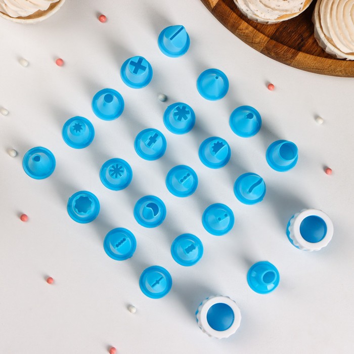 Набор насадок кондитерских 21 шт 2,5х3 см, с адаптером 3 см, цвет желтый