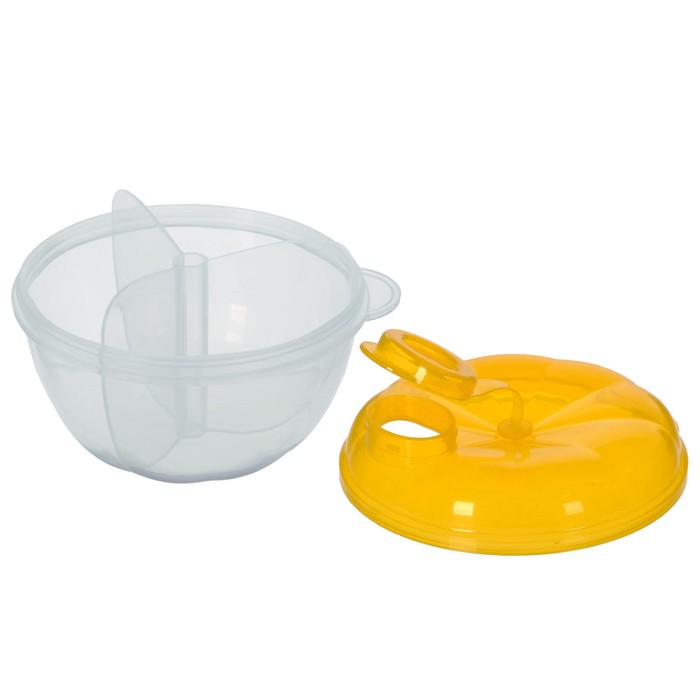 Контейнер пищевой для хранения детского питания, дозатор 3 секции, от 0 мес., цвет жёлтый