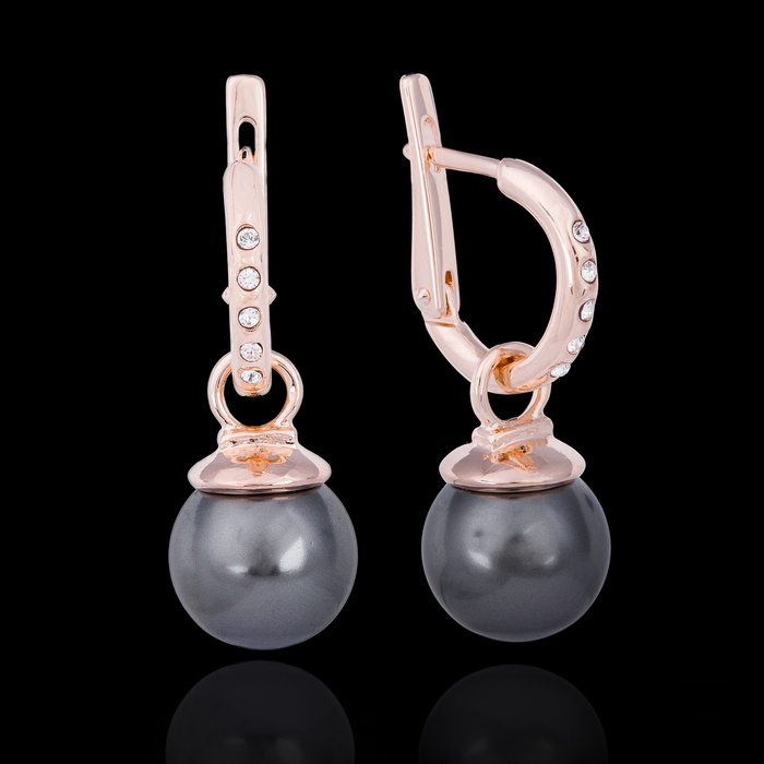 Серьги "Фогель", цвет чёрный в золоте