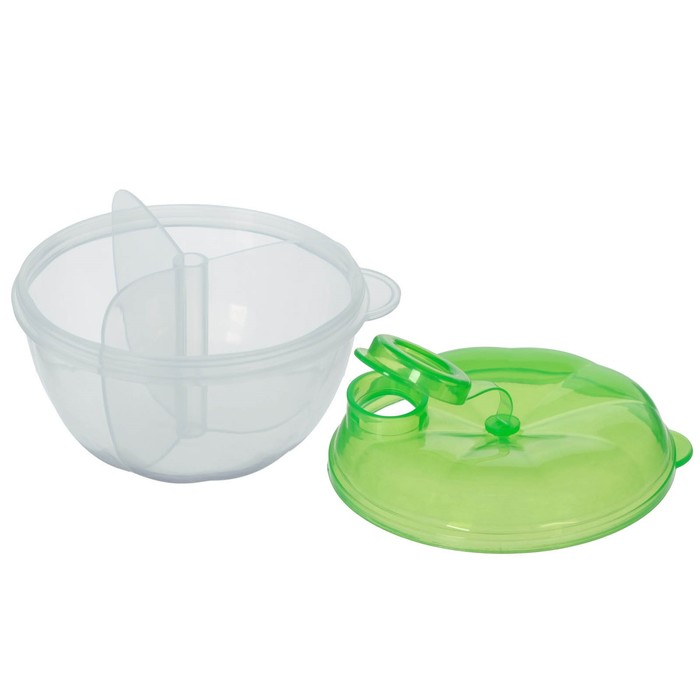 Контейнер пищевой для хранения детского питания, дозатор 3 секции, от 0 мес., цвет зелёный