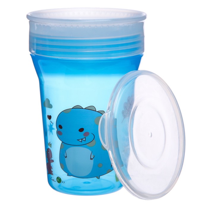 Тренировочный поильник-стакан 2 в 1, непроливайка 360 градусов, 250 мл, от 12 мес., цвет голубой