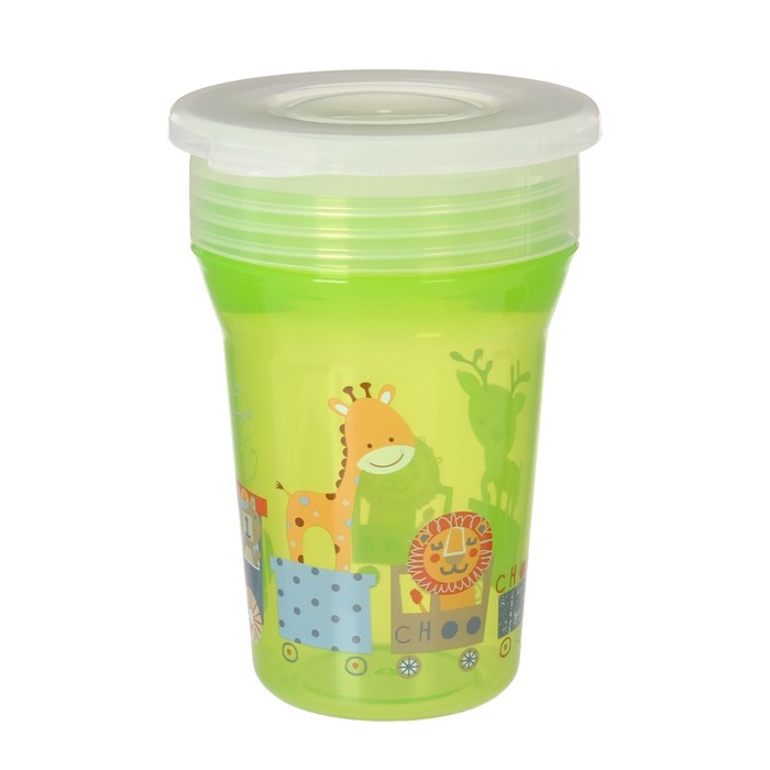 Тренировочный поильник-стакан 2 в 1, непроливайка 360 градусов, 250 мл, от 12 мес., цвет зелёный