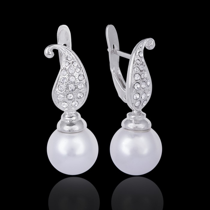 Серьги "Гата", цвет белый в серебре