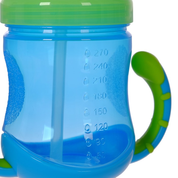 Поильник с трубочкой детский, прорезиненные ручки, 270 мл, от 9 мес., цвет синий
