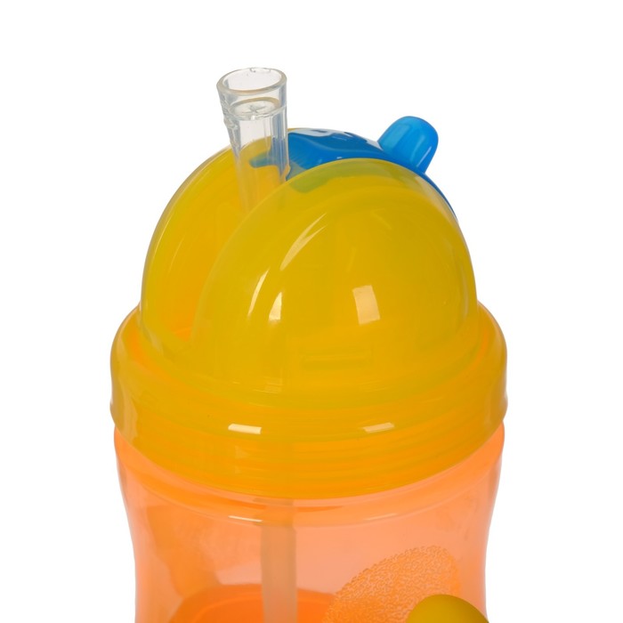 Поильник с трубочкой детский, прорезиненные ручки, 270 мл, от 9 мес., цвет оранжевый