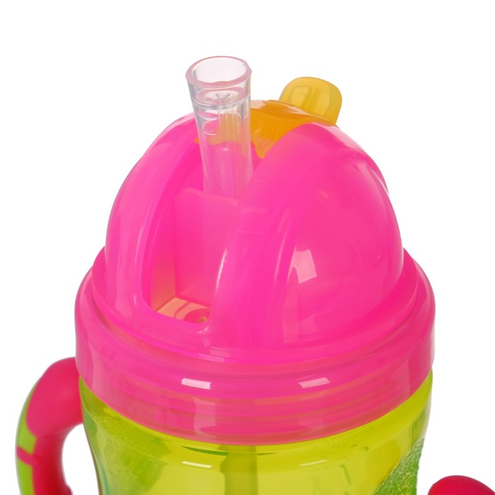 Поильник с трубочкой детский, прорезиненные ручки, 270 мл, от 9 мес.. цвет зелёный