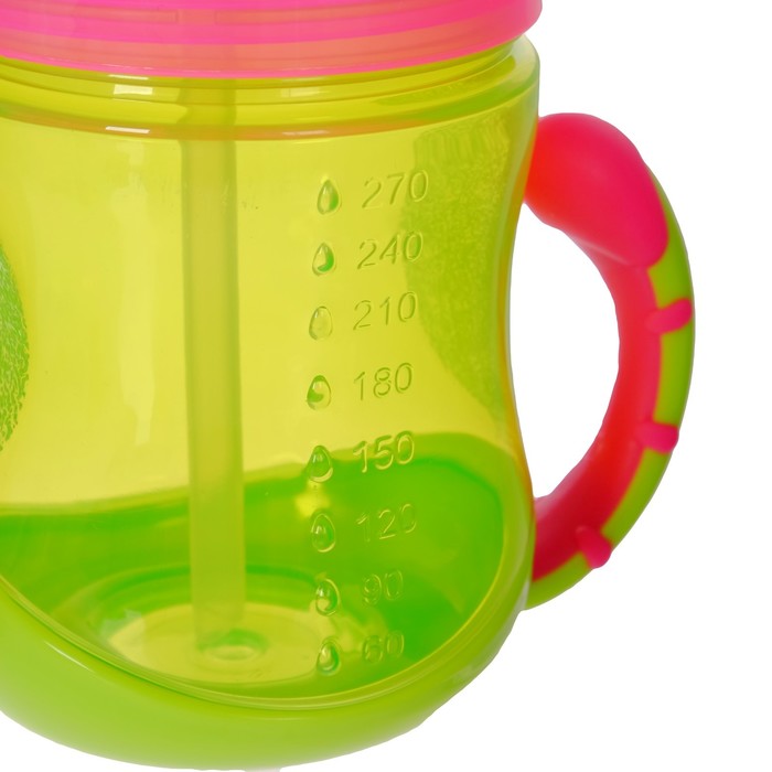 Поильник с трубочкой детский, прорезиненные ручки, 270 мл, от 9 мес.. цвет зелёный