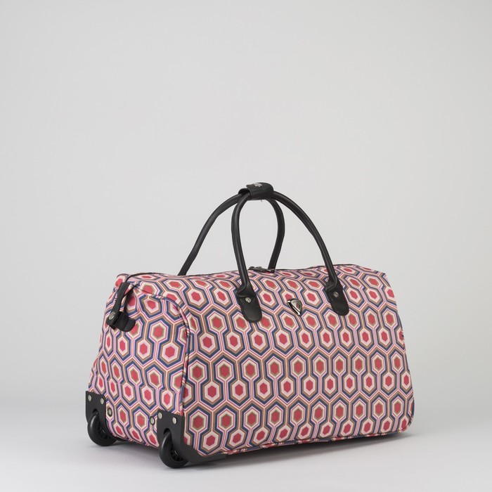 Сумка дорожная на колёсах «Соты», отдел на молнии, цвет красный